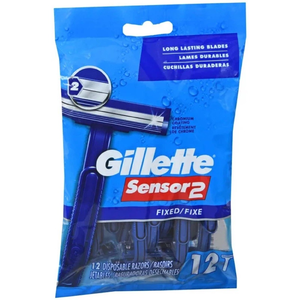 NEW Gillette Sensor2 Men Disposable Razors 12 Count